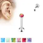 Opal Top Internally Threaded Labret Stud Bar Piercing Surgical Steel