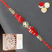 Ghasitaram Gifts Rakhi for Brother Rakhis Online - RM- 711 Premium Rakhi with 400 GMS of Kaju katli