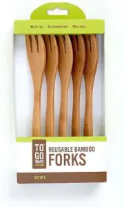 To Go Ware Reusable Bamboo FORKS | Camping Utensils | Eco Friendly (Pack of 5)