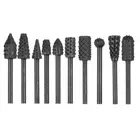 10pcs Rotary Burr Rasp Set for Woodworking Carbon Steel Carving File Drill Bits