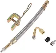 X AUTOHAUX 1 Set 45 Degree Copper Tire Valve Extension with Flexible Stainless Steel 180mm Tyre Valve Inflation Adapter for Car Motorcycle RV Truck Bike