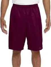[A4] Nine Inch Inseam Mesh Short, Small, MAROON