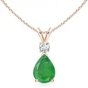 Emerald Teardrop Pendant with Diamond