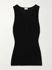 [SAINT LAURENT] SAINT LAURENT - Embroidered Ribbed Wool Tank - Black - M M Black