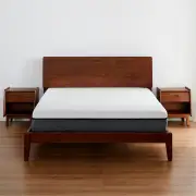 Ecosa Solid Timber Bed Base - Queen Wooden Bed Base - Walnut Colour
