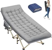 Candockway Folding Camping Cot with Comfy Mattress(Grey),600LBS(Max Load),Portable Cot Bed for Adults Include Carry Bags,28" Wider Sleeping Cots for Home,Office Nap,Outdoor Travel Camp Beach
