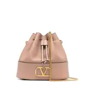 Valentino VLogo Plaque Drawstring Bucket Bag One size Cinnamon Rose