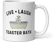 Teegarb Letter Blanket Motivation Saying Live Laugh Toaster Bath Positive Women Men | Novelty Toaster 2, 11 Ounce, White