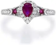[Gin & Grace] 14K White Gold With Natural Ruby &Natural Diamond (I1) Ring for Women.
