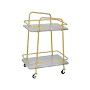 Costway 2-Tier Kitchen Trolley Faux Marble Metal Frame