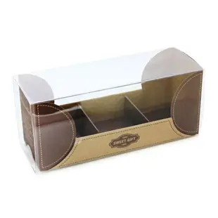 【G17336】3格時尚包裝盒 外帶盒 紙盒 展示盒 長方盒 含透明盒 布丁盒 禮物盒 牛奶瓶盒 可裝小糖果（3組）
