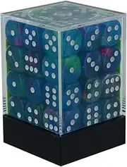 Chessex D6 Festive Dice Set of 36, Waterlily/White, Diameter 12mm