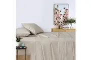 Vintage Washed 100% Cotton Sheet Set with 1 Pillowcases - Natural - Single