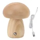 Cordless Wooden Nightlight Small Wood Mushroom Lamp Rechargeable For Home Decor