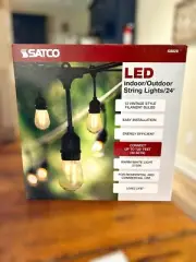 SATCO S8020 24Ft LED Indoor/Outdoor String Lights 120V 12 Vintage Style Fil Bulb