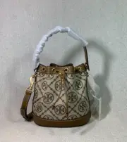 NEW Tory Burch Hazelnut T Monogram Jacquard Bucket Bag $468