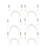 6x Crest 1.5m Coiled 3.5mm to 3.5mm AUX Male Audio Cable for Speakers/Car White
