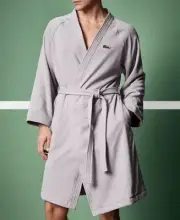 Lacoste Men's Light Terry Cotton Classic Bathrobe One Size In Micro Chip NWT