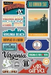3 Pack Reminisce Jet Setters 3.0 State Dimensional Stickers-Virginia JET-045