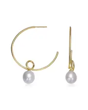 Genevive 14K Over Silver 10.8-10.8mm Pearl Earrings