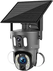 4G Solar Security Camera Outdoor 20X Zoom Dual Screen 8MP WiFi PTZ Dual Lens PIR Detection Auto Tracking Camera(WiFi NO Zoom 128G)