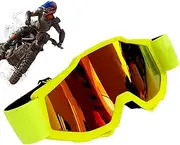 SVCEQZE Motorcycle Goggles, Anti-UV Non-slip Racing Skiing Goggles, Padded Riding ATV Dirtbike Anti-Fog Motorcycle Goggles for Men Women Outdoor Sports