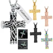 Twisted Rope Cross Pendant with Tree of Life Urn Necklace Cremation Jewellery