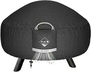 QH.HOME Fire Pit Cover Round, 32inch Outdoor firepit Covers Round, 600D Strong Tear Resistant, 100% Waterproof, fits for 29inch 30inch 32inch or Solo Stove Cover - Black