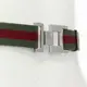 [二手] GUCCI Vintage Y2K silver ruthenium GG square buckle red green web belt