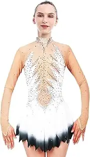 [Zagitova] Ice Figure Skating Dress Girls Women Competition Stage Long Sleeve Dance Wear for Youth with Rhinestones