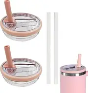 2 Pack 40 oz Tumbler Flip Straw Lid Replacement fit for Stanley Quencher, Leak-Proof Splash Resistant Tumbler Lids,Reusable Tumbler Cover for Stanley Cup (Pink)
