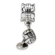 Lex & Lu Sterling Silver Reflections Microphone Dangle Bead