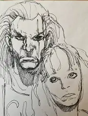 STEVE PUGH GRIMJACK RARE CONVENTION SKETCH Approx 9x9 signed STEVE P
