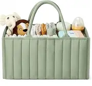 Baby Diaper Caddy Basket, Stylish Baby Diaper Organizer, Storage Basket for Diapers (Green)