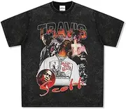 [Generic] TravisS+ Scottt Cotton Men's and Women's T-Shirts, Hip Hop Culture Rap Singer Avatar Printed Tees, Loose Round Neck Shirt-K