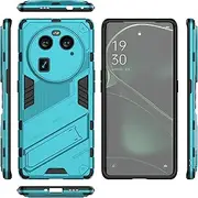 Compatible with Oppo Find X6 Pro Bracket Shell,Compatible with Oppo Find X6 Pro 5G PGEM110 PGEM10 Kickstand (Hard PC+TPU) 2 in 1 Phone Case Cover Blue