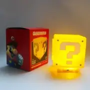 10cm Super Mario Bros Figure LED Question Mark Brick Night Light USB Charging