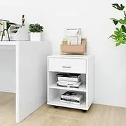 Rolling Cabinet White 46x36x59 cm, Engineered Wood with Lockable Wheels, Modern Storage Organizer for Home and Office