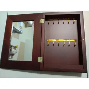 [全新］日式鄉村風長型木製鑰匙盒彩繪款掀蓋式磁吸木製壁掛式立體造型盒擺飾裝飾