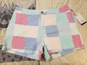 NEW Vineyard Vines Target Womens Size 12 Shorts Patchwork Whale Pink Blue Green