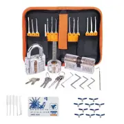 42PCS Orange Picks and Padlocks Set Equipped with an Automatic Unlocking Gun, Aircraft Clips, Transparent Padlocks and R