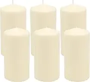 Stonebriar 6 Pack Tall 3 x 6 Inch 65 Hour Long Burning Unscented Ivory Wax Pillar Candles