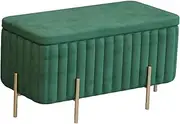 Storage Benches Shoe Bench Solid Wood Light Nordic Blue Bedroom Storage Bed End Stool Simple Metal Foot Long Shape Shoe Bench Cloakroom Dressing Stool Folding Storage Chest Footstool (Green
