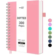 RETTACY Notebook A5 Dotted Bullet Dot Journal, Spiral Notebooks, 300 Sheets/150