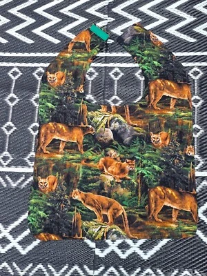 Handmade Adult Special Needs bib quilted Mountain Lions Wildlife Cats animals