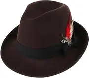 [Eigell] Mens Womens Fashion Crushable Fedora Hat Vintage Panama Trilby Hat, Coffee, as described