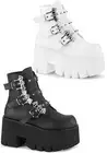 Pleaser Demonia ASHES-55 3 1/2 Inch Chunky Heel, Cut Out Platform Ankle Boot