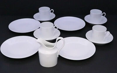 RICHARD GINORI IMPERO WHITE ESPRESSO 13 PC SET 4 DEMITASSE CUPS SAUCER CREAMER