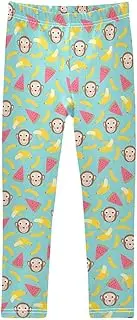 [Joisal] Cute Monkey Aqua Girls Leggings, Comfy for Girls' Athletic Leggings, Girls Leggings 4t, Cute Monkey Aqua, 6 Years