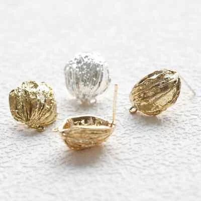 One Pair Solid Brass Earring Post with Sterling Silver Pin-Shell (4901C-D)